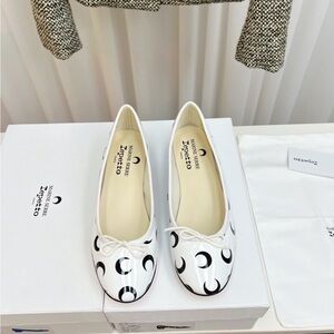 Repetto Black and White Crescent Flats